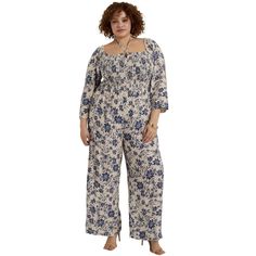 Step into style and comfort with the June + Vie Women's Plus Size Smocked Jumpsuit. This elegant piece is perfect for adding a touch of safari chic to your wardrobe with its Floral Safari design.

- Size: 26/28
- Gender: Female
- Age Group: Adult
- Material: Not specified
- Color: Floral Safari pattern
- Features: Smocked bodice, three-quarter mutton sleeves, drawstring ties at neckline, elastic waist, and ruffle cuffs

Crafted to enhance your curves while ensuring comfort throughout the day, th Women's Handkerchief, High Waist Jumpsuit, Safari Dress, Chic Jumpsuit, Handkerchief Hem Dress, Safari Shirt, Feminine Details, Jumpsuit Chic, Short Sleeve Romper