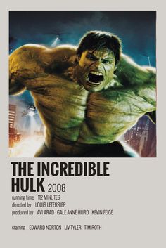 the incredible hulk movie poster is shown in this image, it appears to be an advertisement for