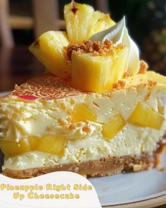 a piece of pineapple right side up cheesecake