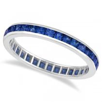 Princess-Cut Blue Sapphire Eternity Ring Band 14k White Gold (1.36ct) Ruby Eternity Ring, Emerald Eternity Ring, Sapphire Eternity Band, Canary Diamond, Sapphire Eternity Ring, Amethyst Set, Purple Amethyst Ring, Sapphire Rings, Channel Setting