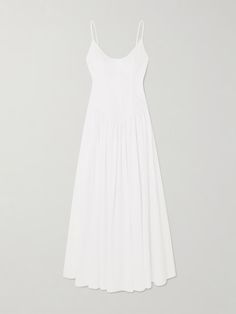 Shop STAUD Dena pleated cotton poplin maxi dress, Explore the latest STAUD women's collection today on NET A PORTER Poplin Maxi Dress, Shirred Skirt, White Maxi Dresses, Fitted Bodice, Personal Stylist, Cotton Poplin, Net A Porter, Women Collection, Luxury Design