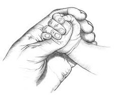 a drawing of two hands holding each other