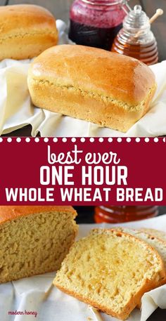 the best ever, one hour whole wheat bread recipe is made with only 3 ingredients