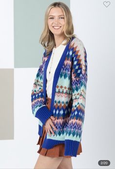 Welcome winter in style with this fabulous Blue Aztec Knit Sweater Cardigan! It's so cozy and comfortable, you won't ever wanna take it off (almost like a warm hug...). Not to mention it looks beautiful—it'll have all your friends swooning in envy! Welcome Winter, Take It Off, Warm Hug, Knit Sweater Cardigan, Pet Hair, Online Purchase, Clothing Items, In Style, Knit Sweater