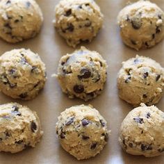 chocolate chip cookies on a baking sheet ready to be baked