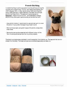 the instructions for making a small dog made out of yarn are shown in this page