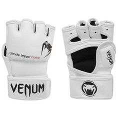 the venum boxing gloves are white and black