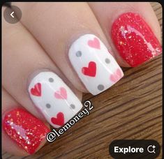 Heart Nail Designs, Heart Nail Art, Valentines Day Nails