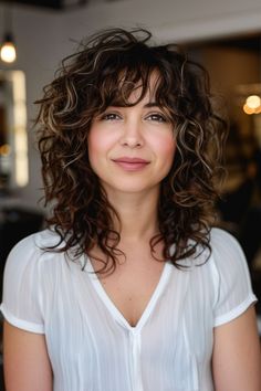 The Best Shoulder-Length Curly Hair Cuts & Styles in 2024 Shag With Fringe, Shoulder Length Curly Hair Cuts, Easy Braids For Beginners, Hair Cuts Styles, Curly Hair For Women, Braids For Beginners, Curly Shag, Curly Shag Haircut, Front Bangs