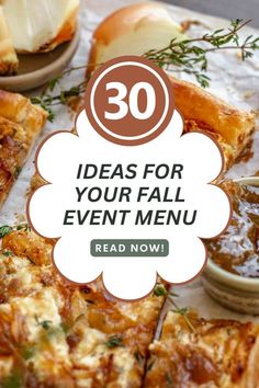 Craft the perfect menu with these 30 fall event food ideas. Whether you're planning a bridal shower, baby shower, dinner party, or wedding, in the blog, you'll find incredible menus for any fall event. From seasonal brunch ideas, to autumn-inspired appetizers, and delectable dinners. Get started today. #falleventfood | #falleventideas | #fallpartyfood Fall Food Menu Ideas, Fall Birthday Menu Ideas, Autumn Wedding Breakfast, Fall Bunco Party Ideas, Fall Theme Lunch Ideas, Autumn Wedding Menu Food Ideas, Fall Wedding Dinner Menu Ideas, Wedding Party Brunch Ideas, Fall Party Entree