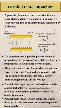 the parallel plate capacitor is a device that can store electric charge and energy in an electric field between two conduct plates separated by