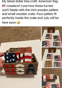 an american flag made out of wooden pallets with the word usa spelled in it