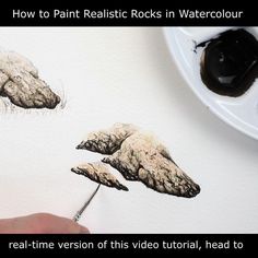 Short preview video which looks at painting realistic rocks and stones using watercolour paint Watercolor Fishing, Watercolor Landscape Tutorial, Learning To Paint, Paint Realistic, Colored Pencil Art Projects, Watercolour Techniques