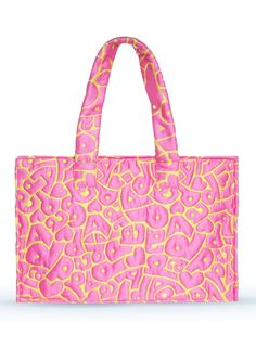 A soft quilted tote bag in our 'Driving Me Crazy' papa print in pink satin, with custom papa metal charms. It has a metallic zip closure. Pink Quilted Bag For Shopping, Trendy Pink Quilted Bag, Pink Quilted Tote Bag, Driving Me Crazy, Personal Shopping Service, Fearless Women, Quilted Tote Bags, Metal Charms, Drive Me Crazy