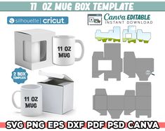 coffee mugs and boxes mockup bundle for photoshopping with the silhouette cut file