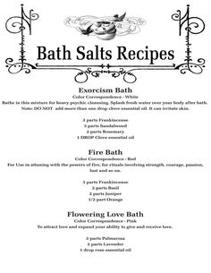 Ritual Bath Recipes, Bath Magic, Spiritual Cleansing Bath, Spiritual Baths, Cleansing Bath, Bath Salts Recipe, Bath Salts Diy, Salt Recipes, Spiritual Bath