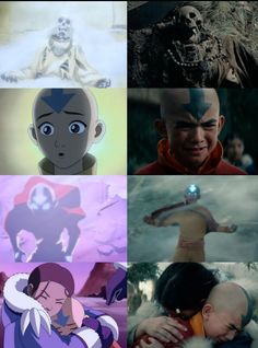 the avatars from avatar and avatar are shown in this collage, with one man holding