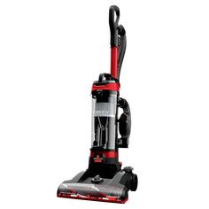 a red and black vacuum cleaner on a white background