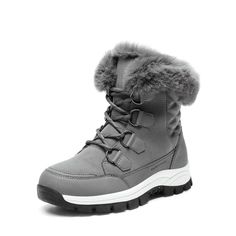 PRICES MAY VARY. STYLISH & COZY DESIGN: Elevate your winter style with fashionable and cozy women's snow boots. Experience comfort and warmth without compromising on style. The faux fur collar keeps your feet snug and protected from the cold winter elements. WATERPROOF UPPER: Made with waterproof microfiber and abrasion-resistant Oxford fabric, these winter boots ensure durability. The gusset design is windproof and snowproof and effectively locks in the temperature keeping your feet insulated. Winter Elements, Fur Snow Boots, Cozy Outdoor, Cozy Design, Waterproof Snow Boots, Winter Stil, Snow Boots Women, Faux Fur Collar, Oxford Fabric