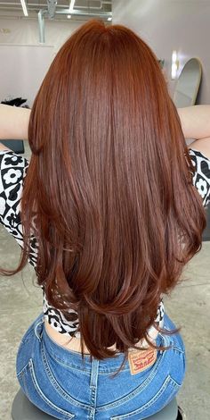 Curtain Bangs Long Hair Redhead, Copper Hair With Layers, V Layered Haircut, V Cut Hair With Layers Medium, Haircut Butterfly, Layers For Long Hair, Haircut 90s, Haircut Curtain