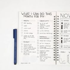 a notebook with the words what i can do this month for my