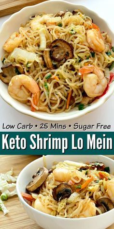 low carb, 25 mins sugar free keto shrimp lo mein