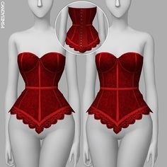 a red corset is shown in the shape of a woman's body