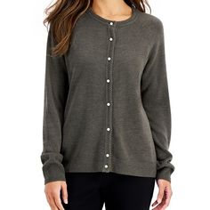 Nwt Lux Soft Cardigan Really Soft And Feels Like It Has Cashmere In It. 100% Acrylic Pearl Like Buttons Button Down Crew Neck Ribbed Hem And Cuffs Long Sleeve Size: Small (Petite) Color: Charcoal Grey Heather Approx. Flat Measurements: Length From Shoulder To Hem: 23” Sleeve Length: 24” Chest (Pit To Pit): 18” *Bundle And Save *Smoke-Free Id: Mh10 Classic Gray Sweater With Button Closure, Classic Gray Cardigan With Buttons, Work Sweaters, Soft Cardigan, Button Front Cardigan, Karen Scott, Button Cardigan, Sleeves Pattern, Sweater Sleeves