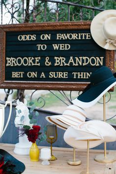 a sign that says odds on favorite items to wed broke & brandon bet on a sure thing