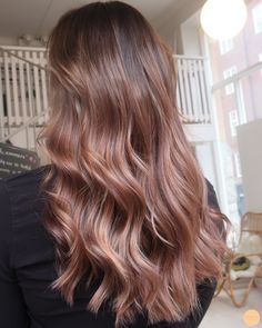 Caramel Rose Hair, Peach Balayage Brunette, Ginger Brunette, Dusty Rose Hair, Rose Gold Hair Blonde, Peach Hair, Brunette Hair With Highlights