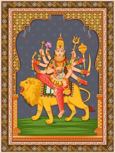 Mata Rani Navratri, Goddess Chandraghanta, Shakti Goddess, Goddess Statue, Krishna Radha Painting