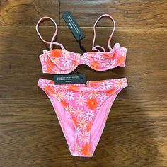 New With Tags. Top And Bottoms Are Xs. Color Is Slushie Triangle Bathing Suit, Triangl Swimwear, Swim Suit Bottoms, Bathing Suits, Collage, Tags, Floral