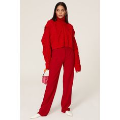 Red knit (82% wool, 18% polyamide). Sweater. Turtleneck. Long sleeves. 24" from shoulder to hemline. Imported. Cable Knit Turtleneck, Sweater Turtleneck, Cable Knit Turtleneck Sweater, Knit Turtleneck, Knit Turtleneck Sweater, Rent The Runway, Closet Designs, Red Sweaters, Turtleneck Sweater