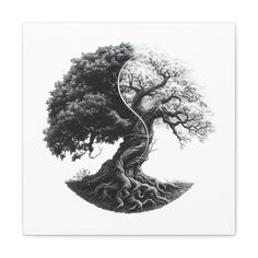 Tree Of Life Canvas Painting, Non Duality Art, Balance Symbol, Lady Fortuna, Yin Yang Tree, Tree Tat, Bonsai Forest, Balance Energy, Yin Yang Symbol