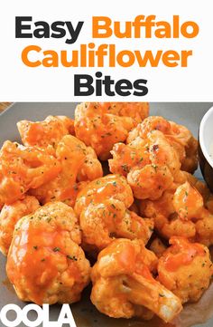 easy buffalo cauliflower bites recipe on a plate