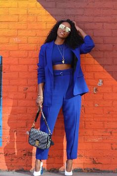 Dark Blue Outfit Ideas, Dark Blue Outfit, All Blue Outfit, Blue Outfit Ideas, Blue Outfits, Woman Suit Fashion, Nice Outfits, Blue Outfit, Prom Dresses Blue