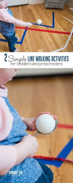 two simple line walking activities for toddlers and preschoolers to play on the floor