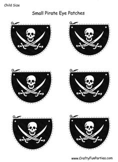 pirate eye patches with skull and crossbones on them for children's crafts