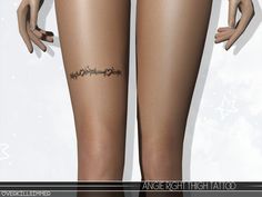 a woman's legs with tattoos on them and her stockings are shown in front of a white background