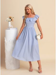 JJ's House No Polyester Midi Square Spring Summer A-line Convertible Yes Light Blue S Height:5.7ft(174cm) Bust:33.5in(85cm) Waist:26in(66cm) Hips:36in(91cm) Dress. #JJ's House #No #Polyester #Midi #Square #Spring #Summer #Aline #Convertible #Yes #LightBlue #S #Dress Weeding Guest Dress, Light Blue Midi Dress, Guest Dress Wedding, Vacation Dresses Beach, Midi Bridesmaid Dress, Midi Dress Formal, House No, Vacation Dresses, Blue Midi Dress