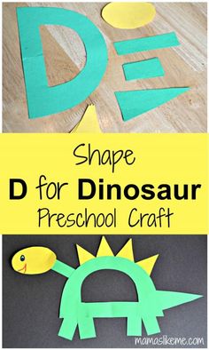 dinosaur craft made out of paper with the words d for dinosaur preschool craft