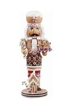 Shop For Kurt Adler 16-Inch Gingerbread Nutcracker C1027 Wooden Nutcrackers Diy, Nutcracker Design Ideas, Gingerbread Nutcracker, Gingerbread Tree, Nutcracker Collection, Nutcracker Figures, Peppermint Candies, Nutcracker Christmas Decorations, Tall Hat