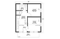 the floor plan for a small house with two bedroom and an attached bathroom, which is also