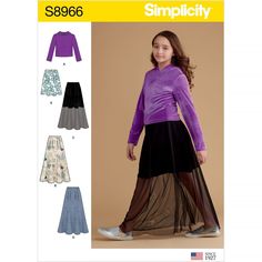 Outfit Boho, Simplicity Dress, Girls Skirts, Sewing Patterns Girls, Fall Patterns, Skirt Patterns Sewing, Top Sewing Pattern, Sewing Skirts, Simplicity Sewing