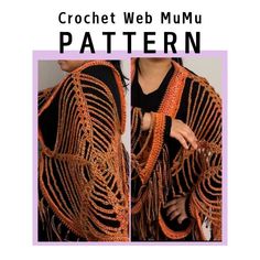 the crochet shawl is made with orange yarn