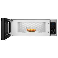 a microwave with food in it on a white background