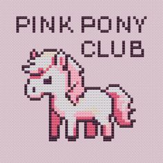 a pixelated pony with the words pink pony club on it's back side