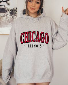 "Chicago Illinois Sweatshirt, Chicago Travel Sweater, Road Trip Hoodie, Chicago State Sweatshirt, World Traveler Shirt, Holiday Sweater Hi all, welcome to the Comfy Tee Design, It's so nice to see you here. If you are looking for soft, comfy and high quality sweatshirts, I have good news for you: You're at the right place!  Sweatshirts are unisex sizing. It's proper, comfortable and flattering for men and women, but may run  large for the ladies. Please see the size chart to find your perfect fi Varsity Hoodie With Letter Print, Long Sleeve, Varsity Long Sleeve Hoodie With Letter Print, Varsity Hoodie With Letter Print, Athletic Heather Hoodie With Graphic Print, Athletic Heather Long Sleeve Hoodie With Graphic Print, Athletic Heather Fleece Hoodie With Letter Print, Athletic Heather Hoodie With Letter Print, Athletic Heather Long Sleeve Hoodie With Letter Print, Fall Hoodie In Athletic Heather With Letter Print