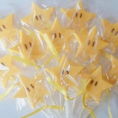 star shaped candies wrapped in plastic with yellow ribbons