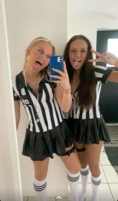 Non Revealing Halloween Costumes, Ref Halloween Costume, Girl Duo Halloween Costumes College, Army Girl Halloween Costume College, Bff Pirate Costumes, Hot College Halloween Costume Ideas, Blonde Brunette Halloween Costumes, Halloweekend Costumes College Students, College Halloween Costume Ideas